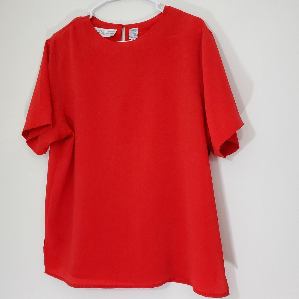 La Chine Classic by Galinda Wang Red Short Sleeve Blouse, Size 14.